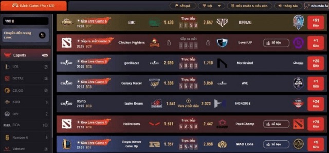 Các kèo cá cược Esport tại nhà cái như thế nào?